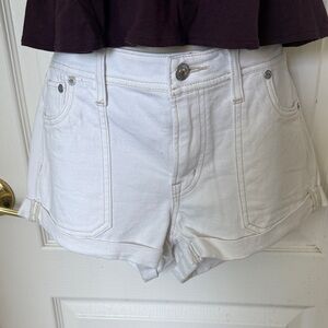 AE Off White Women's Denim Cuffed Shortie Shorts